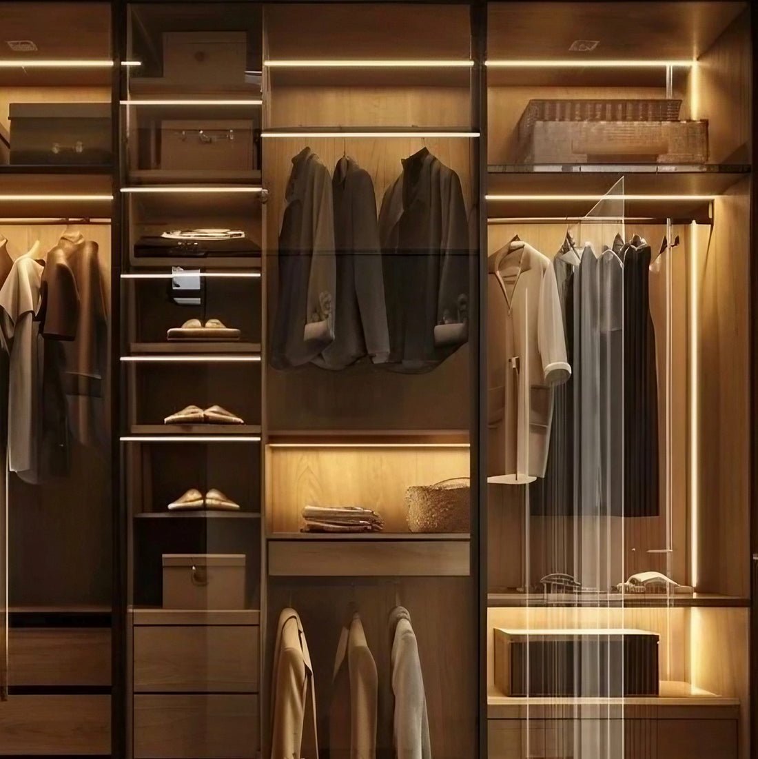 دريسنج روم مودرن أسود MDF وزجاج 240×60×240 سم